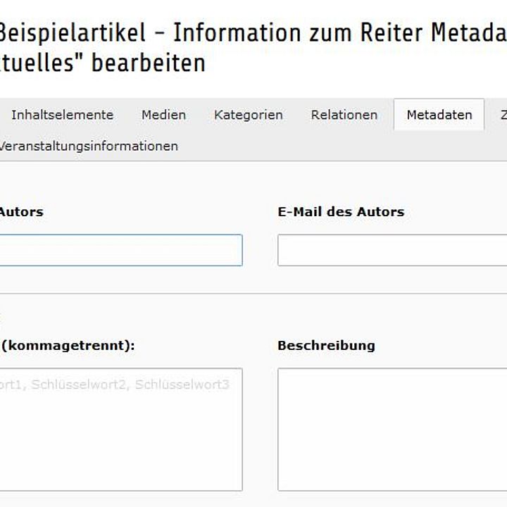 Typo3-Inhaltselement Aktuelles Metadaten